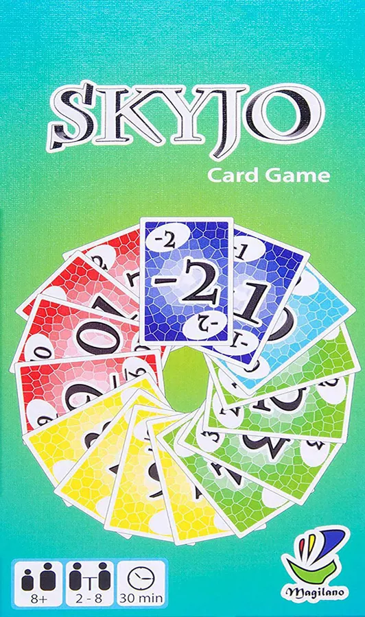 Cartes numérotées du jeu Skyjo disposées en grille