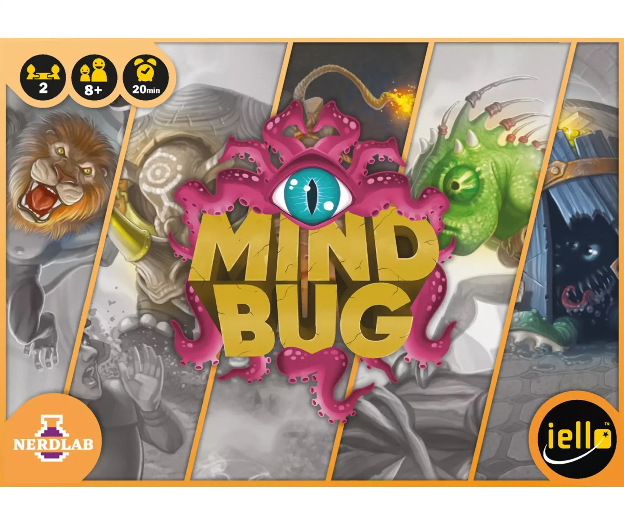 Mindbug jeu de cartes avec créatures hybrides prêtes pour un duel tactique.
