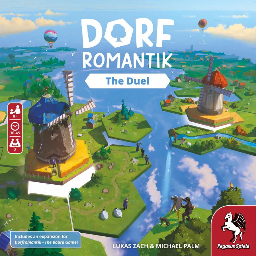 Tuiles hexagonales et paysage champêtre du jeu Dorfromantik : Le Duel