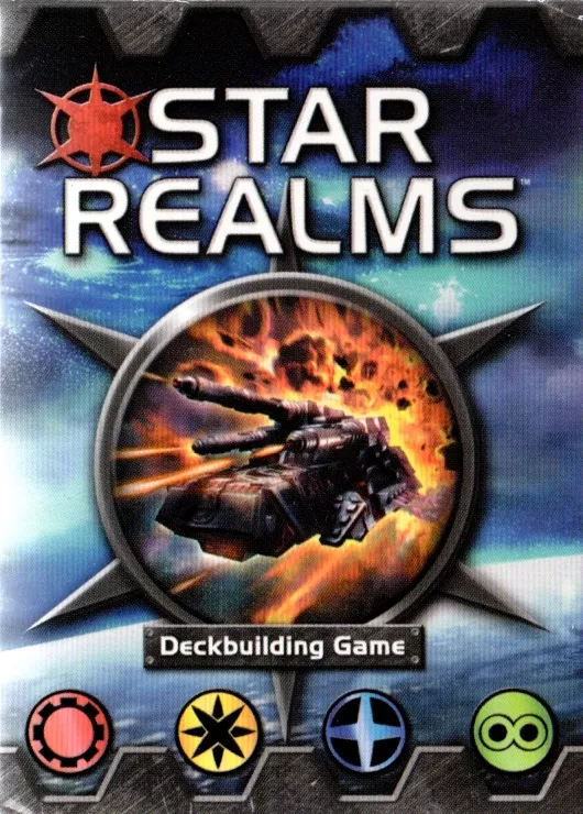 Boîte du jeu Star Realms avec illustrations de vaisseaux spatiaux