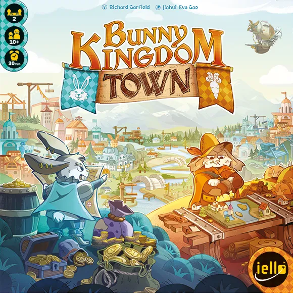 Boîte du jeu Bunny Kingdom Town, duel de draft et placement de tuiles pour deux joueurs.
